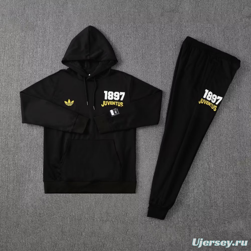 25/26 Juventus Black Sweatshirt Full Zipper Jacket+Long Pants