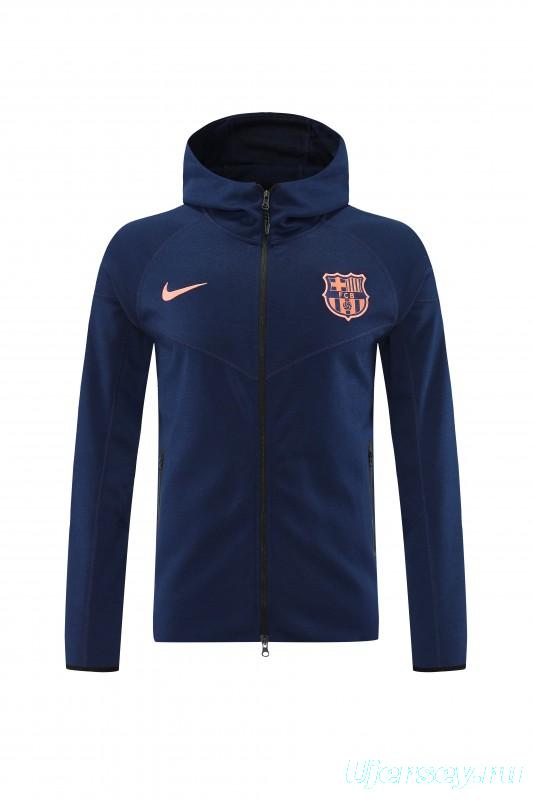 25/26 Barcelona 01 Royal Blue Hoodie Full Zipper Jacket+Long Pants