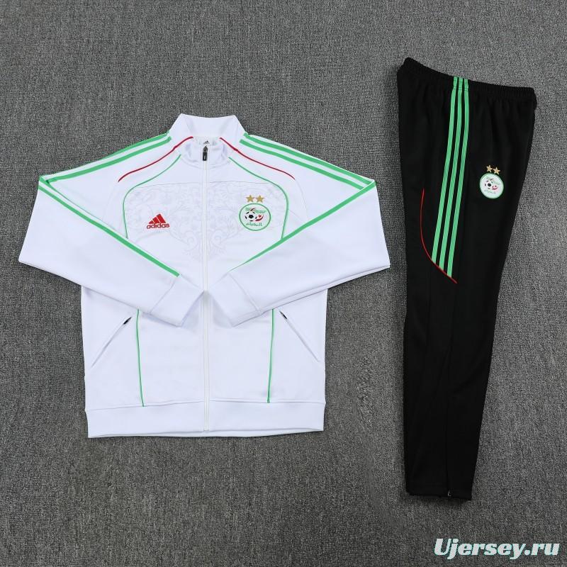 2026 Algeria White with Green and Red Stripes FULL Zipper Jacket Tracksuit +Long Pants