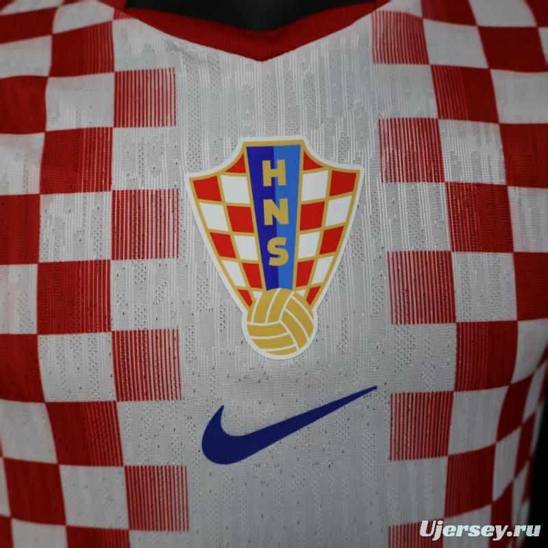 Player Version 2026 Croatia Home Red and White with Checkerboard Pattern Jersey