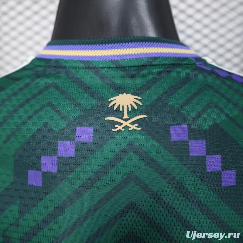 Player Version 2026 Saudi Arabia Home Green with Geometric Diamond Pattern Jersey