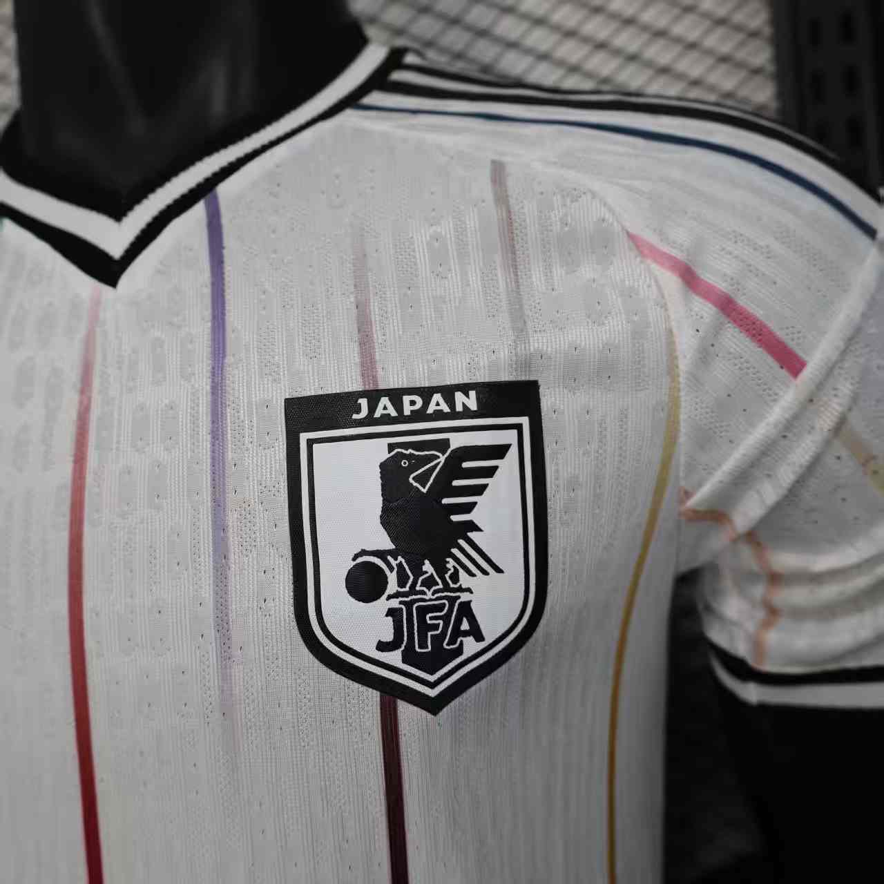Player Version 2026 Japan Away White with Colorful Vertical Stripe Pattern Jersey