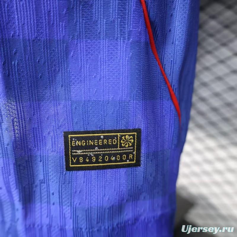 Player Version 2026 Croatia Away Blue with Subtle Checkerboard Pattern Jersey