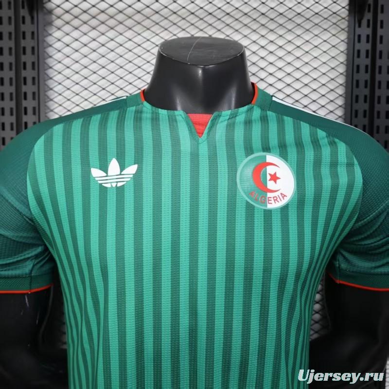 Player Version 2026 Algeria Home Green with Vertical Stripe Pattern Jersey