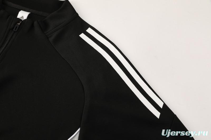 25/26  Adidas Black Full zipper Jacket Tracksuit+ long pants