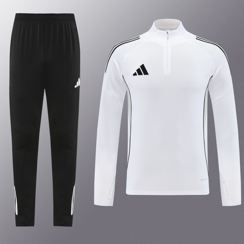 25/26  Adidas White Full zipper Jacket Tracksuit+ long pants