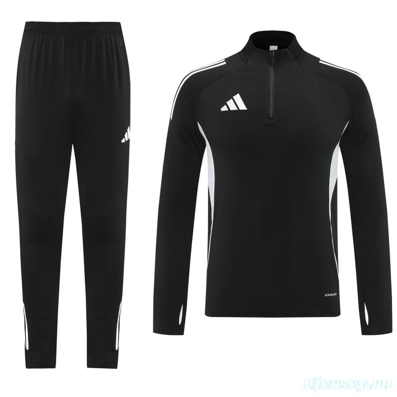 25/26  Adidas Black Full zipper Jacket Tracksuit+ long pants