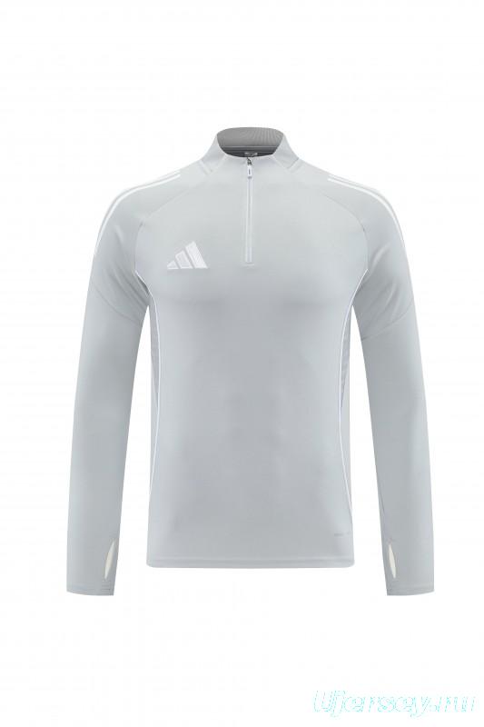 25/26  Adidas Light Grey Full zipper Jacket Tracksuit+ long pants