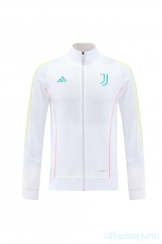 25/26  Juventus White  Full zipper Jacket Tracksuit+ long pants