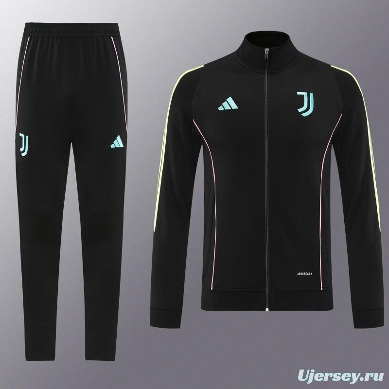 25/26  Juventus Black  Full zipper Jacket Tracksuit+ long pants