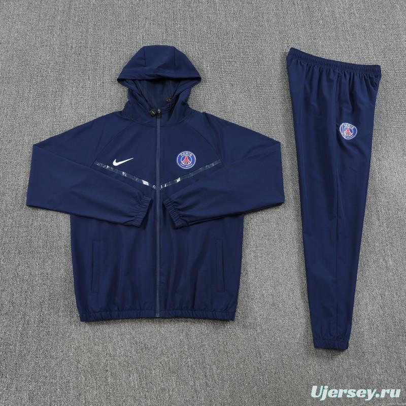 25/26 Paris Navy Blue Full zipper Jacket Tracksuit+ long pants