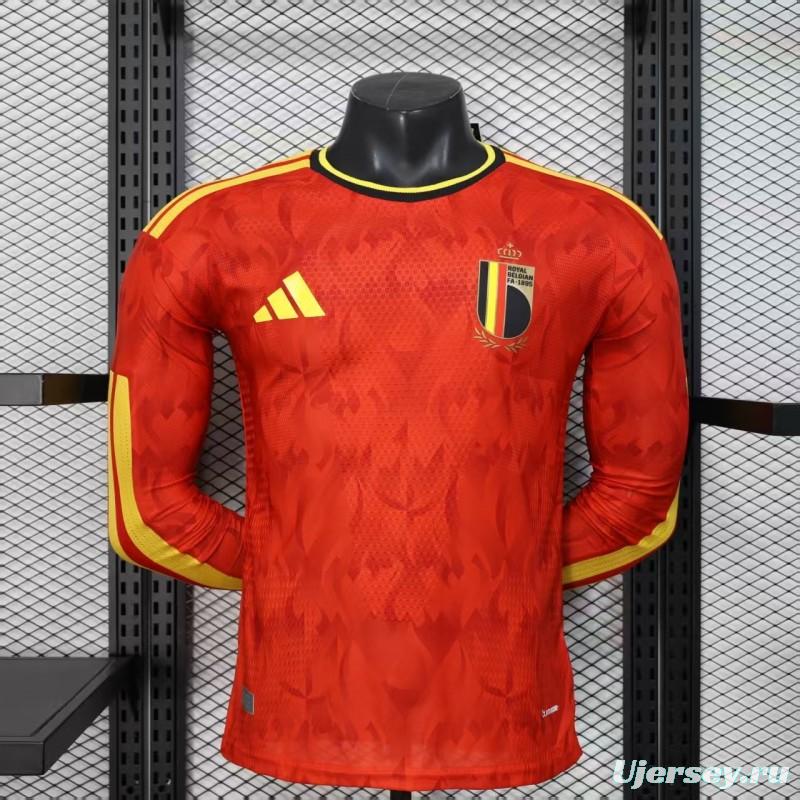 Player Version 2026 Belgium Home Red Long Sleeve Jersey