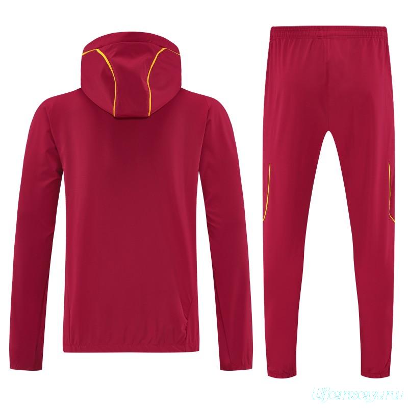 25/26  Arsenal  Red Full zipper Jacket Tracksuit+ long pants