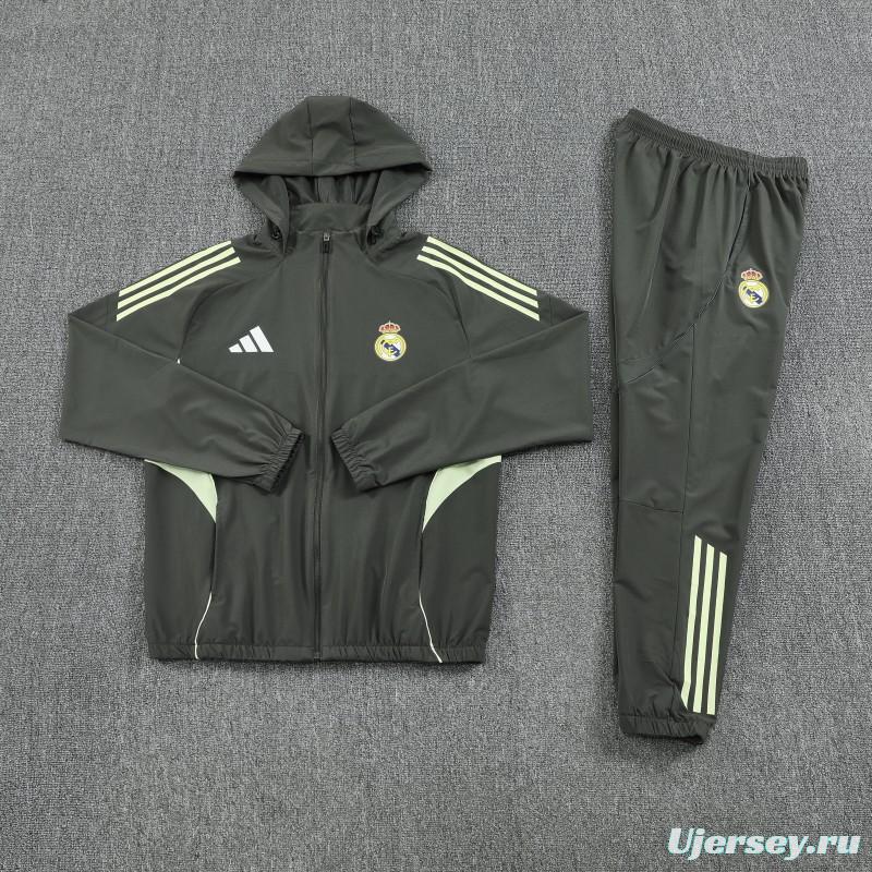 25/26 Real Madrid Dark Grey Green Full zipper Jacket Tracksuit+ long pants