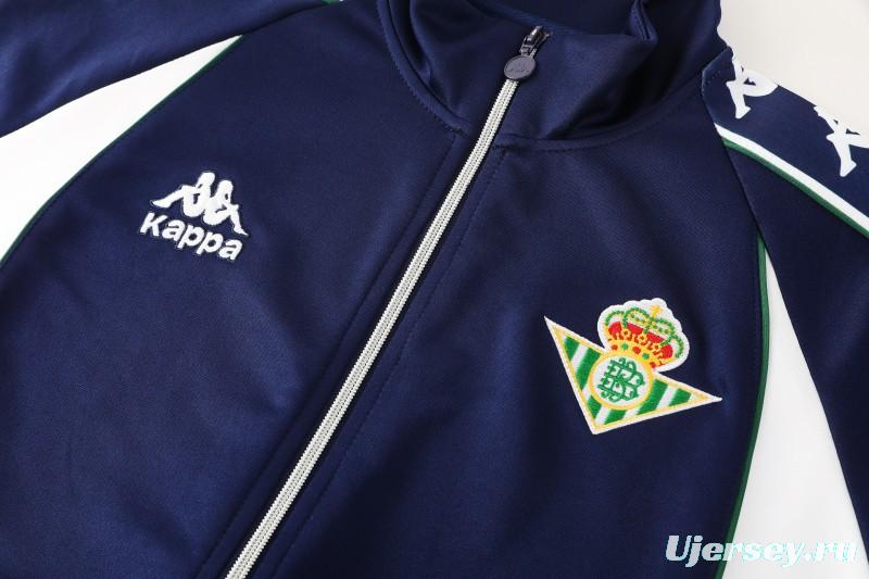 26/27 Real Betis x Kappa Navy Blue  Full Zipper Jacket Tracksuit + Long Pants
