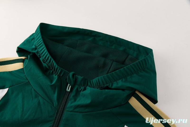 2026 Italy Green Hoodie Full Zipper Windbreaker + Long Pants