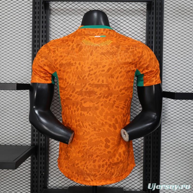 2026 Player Version Ivory Coast Orange with Leopard Pattern Jersey