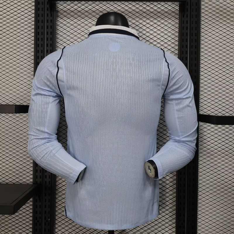2026 Player Version Uruguay Light Blue with White Collar Long Sleeve Jersey
