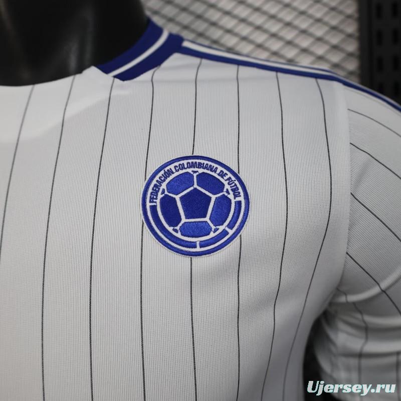 2026 Player Version Colombia White with Blue Vertical Stripe Jersey