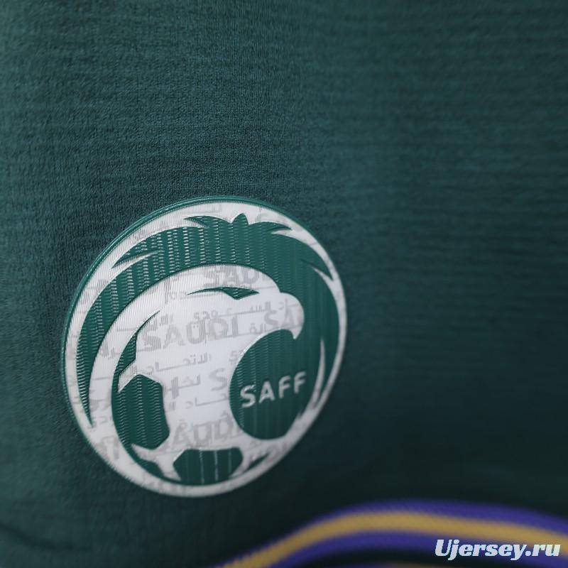2026 Player Version Saudi Arabia Green with White Side Stripes  Shorts