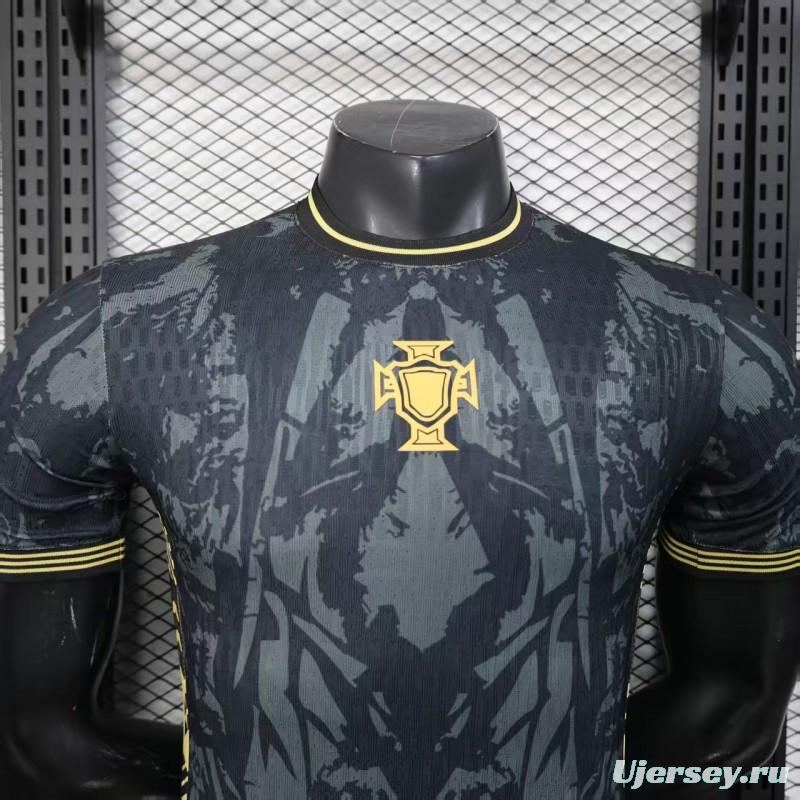 2026 Player Version Portugal Dark Grey with Abstract Graphic Pattern Jersey