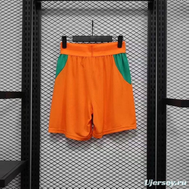 2026 Player Version Ivory Coast Orange with Green Side Panels Shorts