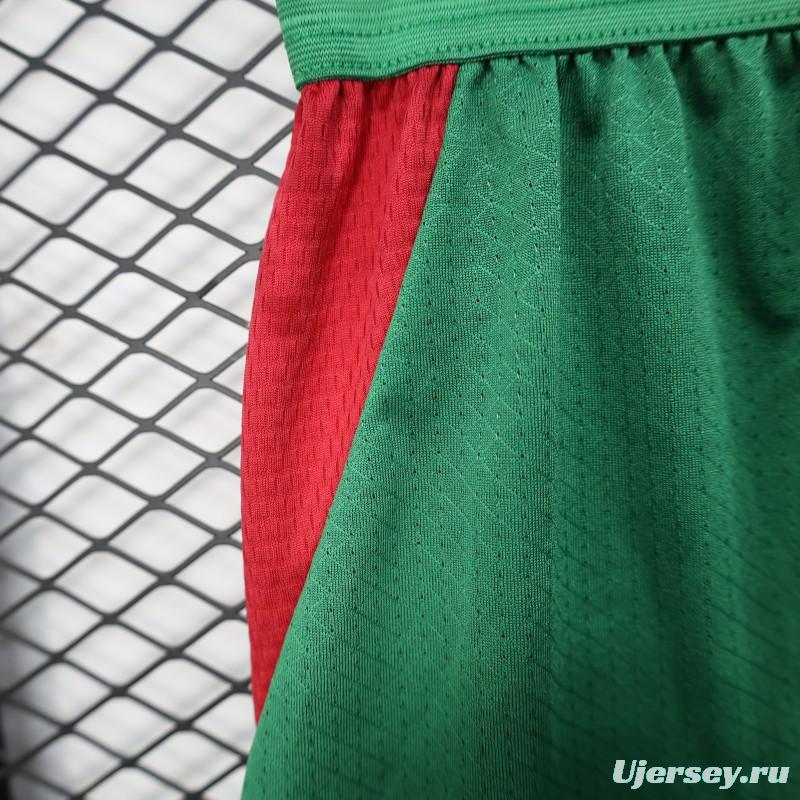 2026 Player Version Morocco Green with Red Side Panels Shorts