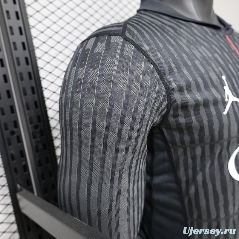 Player Version PSG 25/26 Paris Saint-Germain Black with Grey  Long Sleeve Jersey