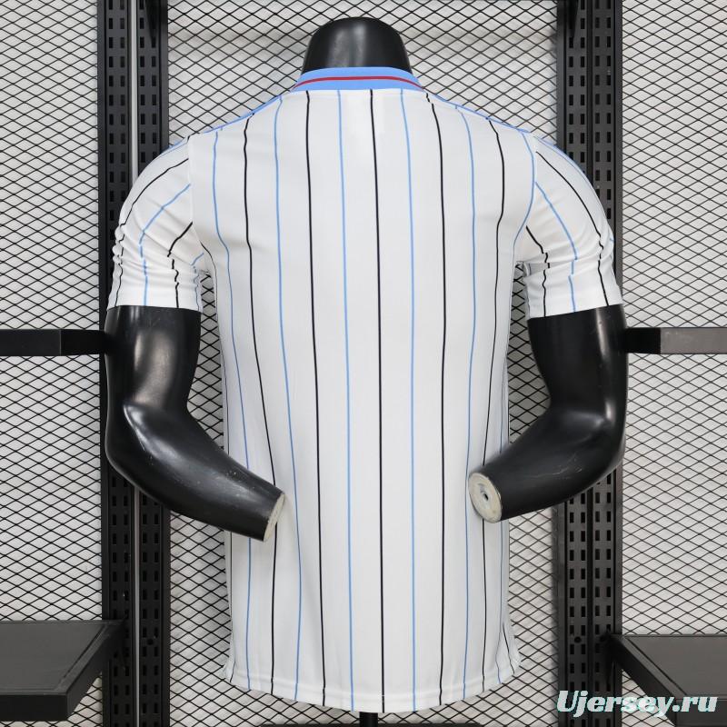 2026 Player Version DR Congo White with Black and Blue Pinstripes Jersey