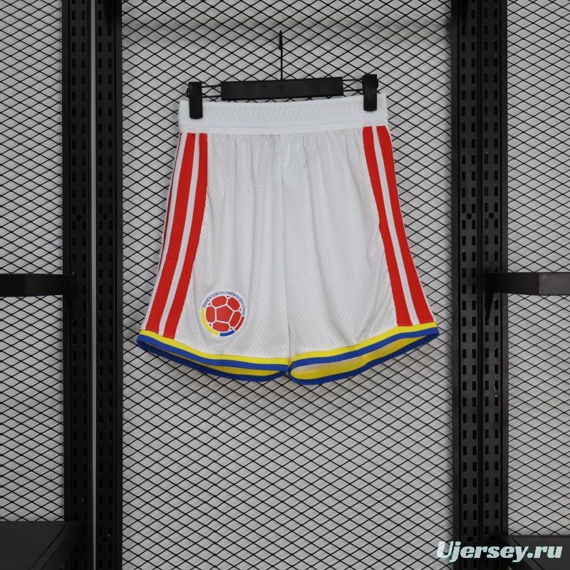 2026 Player Version Colombia White with Red Side Stripes Shorts