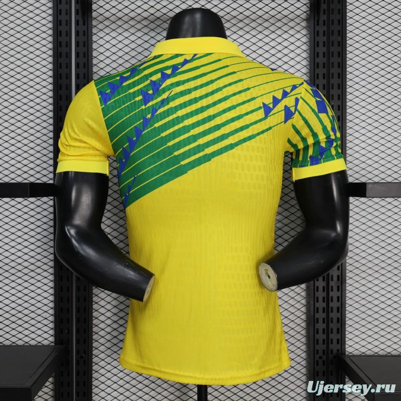 2026 Player Version Brazil Yellow with Green and Blue Geometric Patterns Jersey