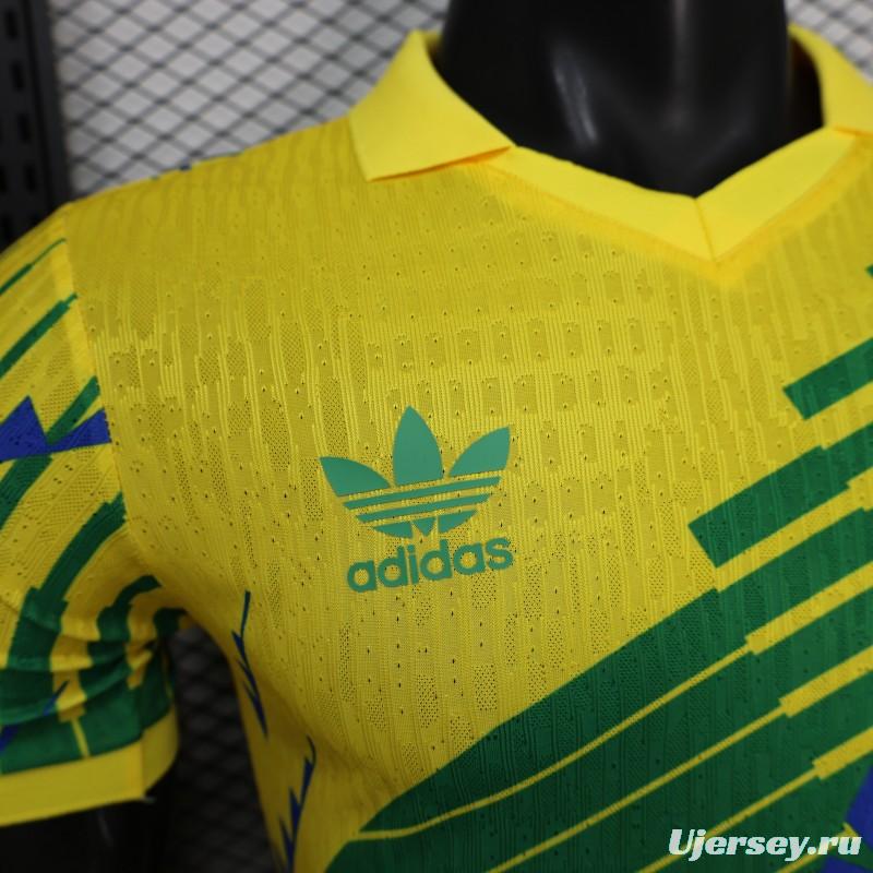 2026 Player Version Brazil Yellow with Green and Blue Geometric Patterns Jersey
