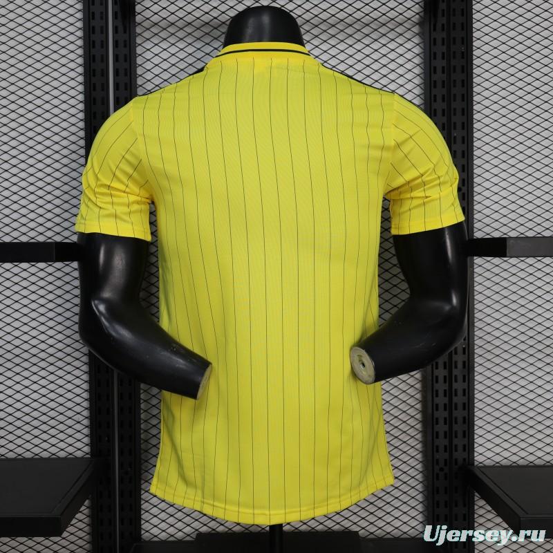 25/26 Player Version Al Nassr FC Yellow with Thin Black Pinstripes Jersey