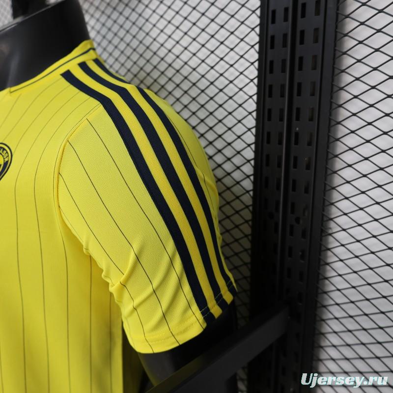 25/26 Player Version Al Nassr FC Yellow with Thin Black Pinstripes Jersey