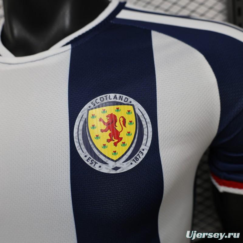 Player Version 2027 Scotland Away White/Navy Vertical Stripes Jersey
