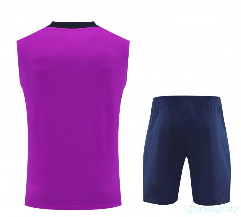 26/27 Barcelona Purple & Navy Blue Sleeveless Training Vest + Shorts