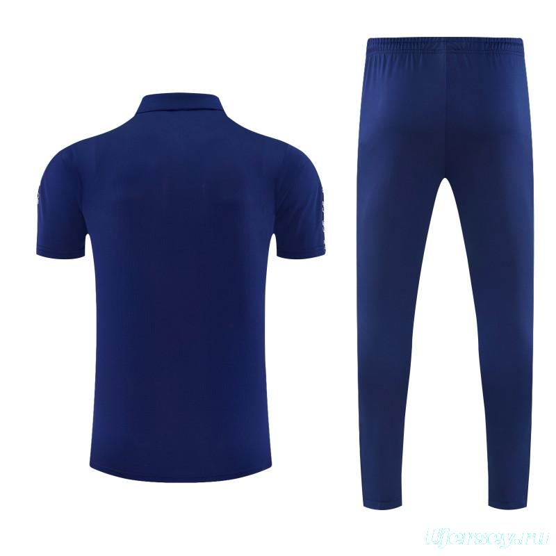 26/27 Manchester City Navy Blue Polo Training Shirt + Long Pants Tracksuit