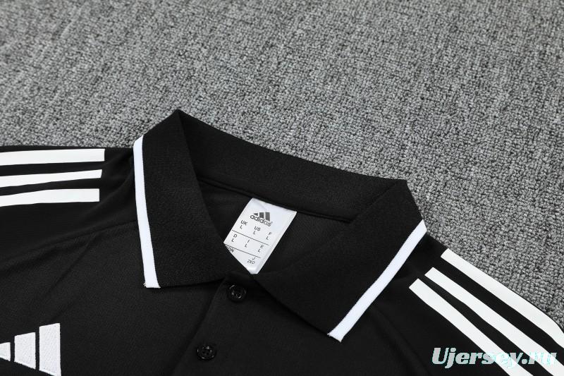 26/27 Real Madrid Black Polo Training Shirt + Long Pants Tracksuit