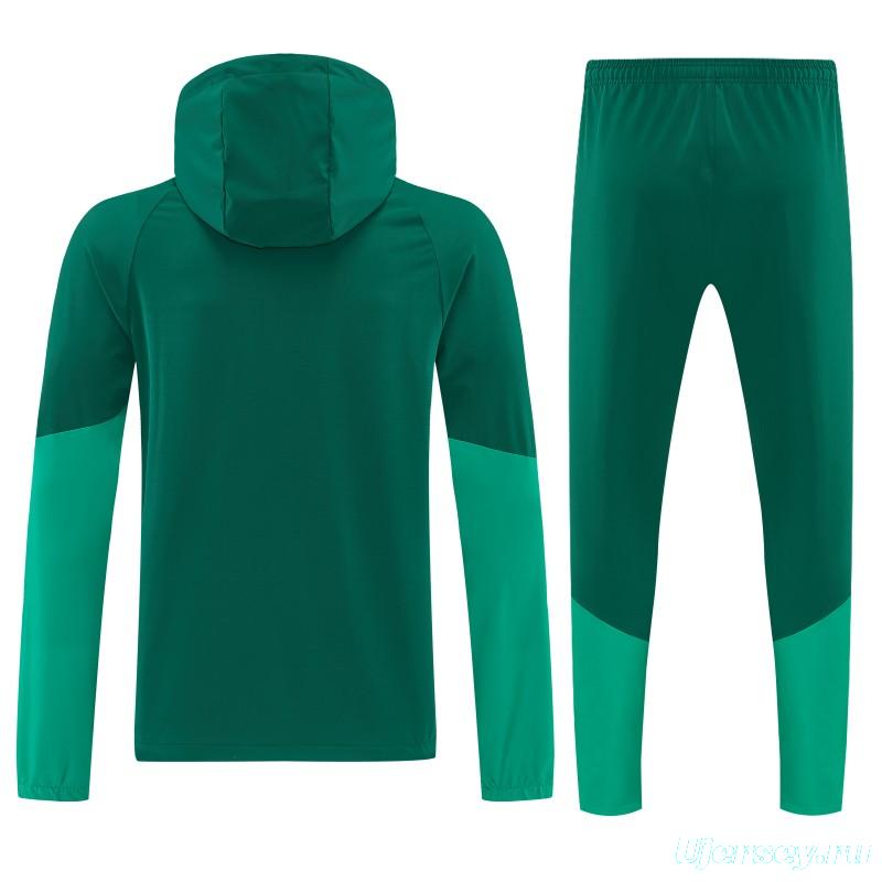 26/27  Algeria Dark Green & Light Green Full Zipper Hooded Jacket Tracksuit + Long Pants