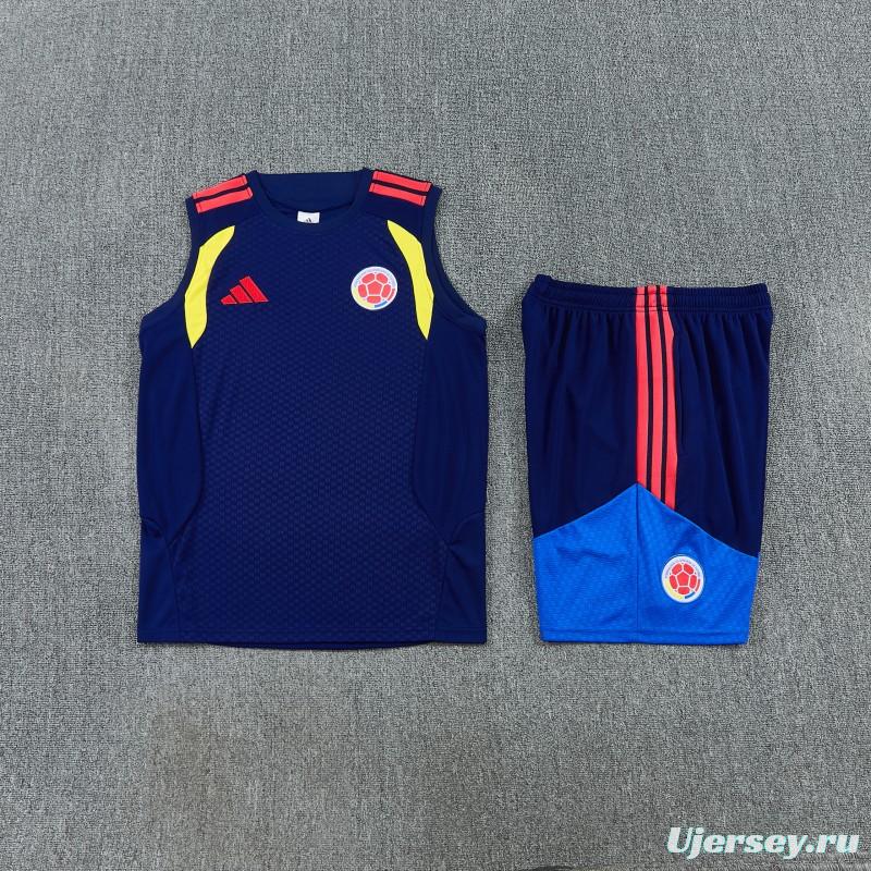 26/27  Colombia Navy Blue Sleeveless Training Vest +Shorts Set