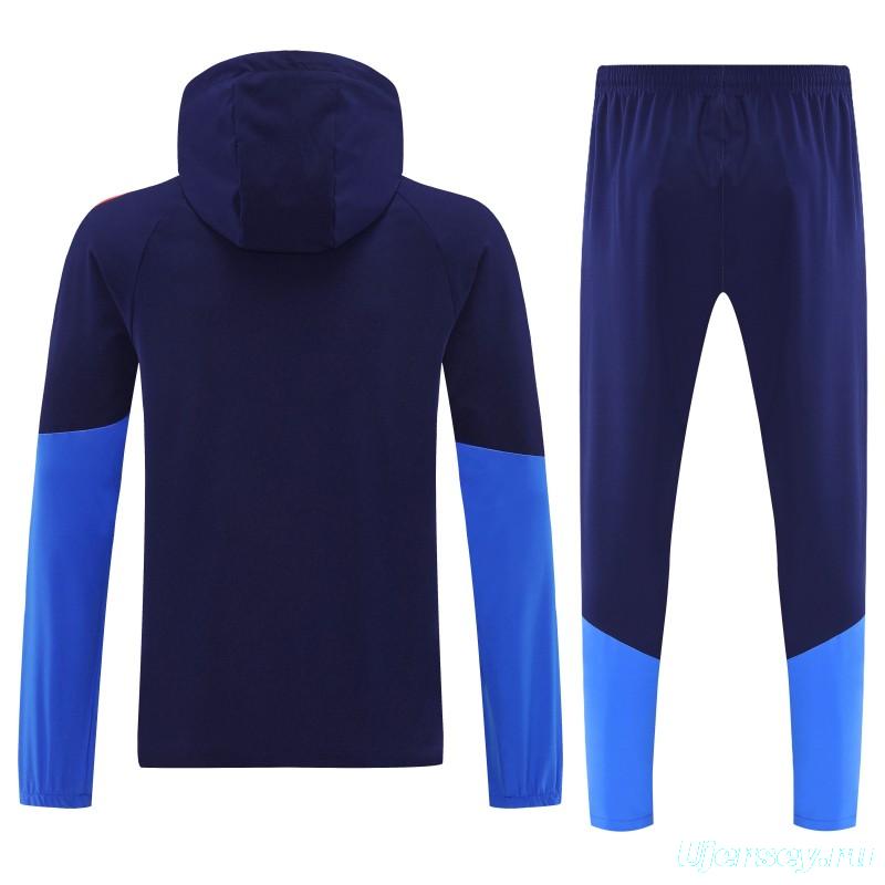26/27 Colombia  Navy Blue Full Zipper Hooded Jacket Tracksuit + Long Pants