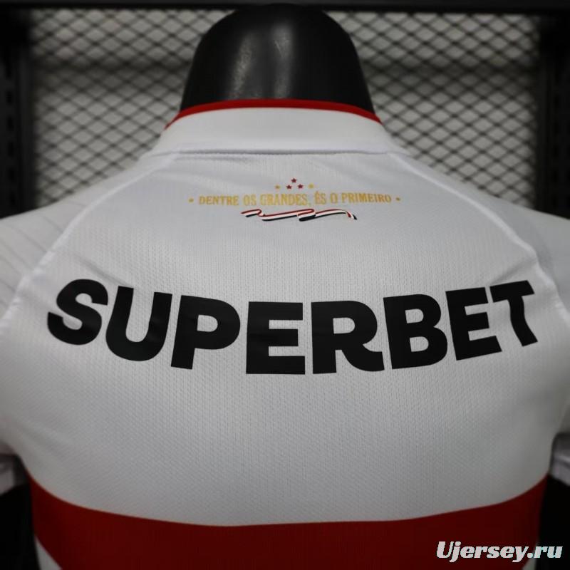 Player Version 26/27  São Paulo FC White with Red and Black Horizontal Stripes Jersey