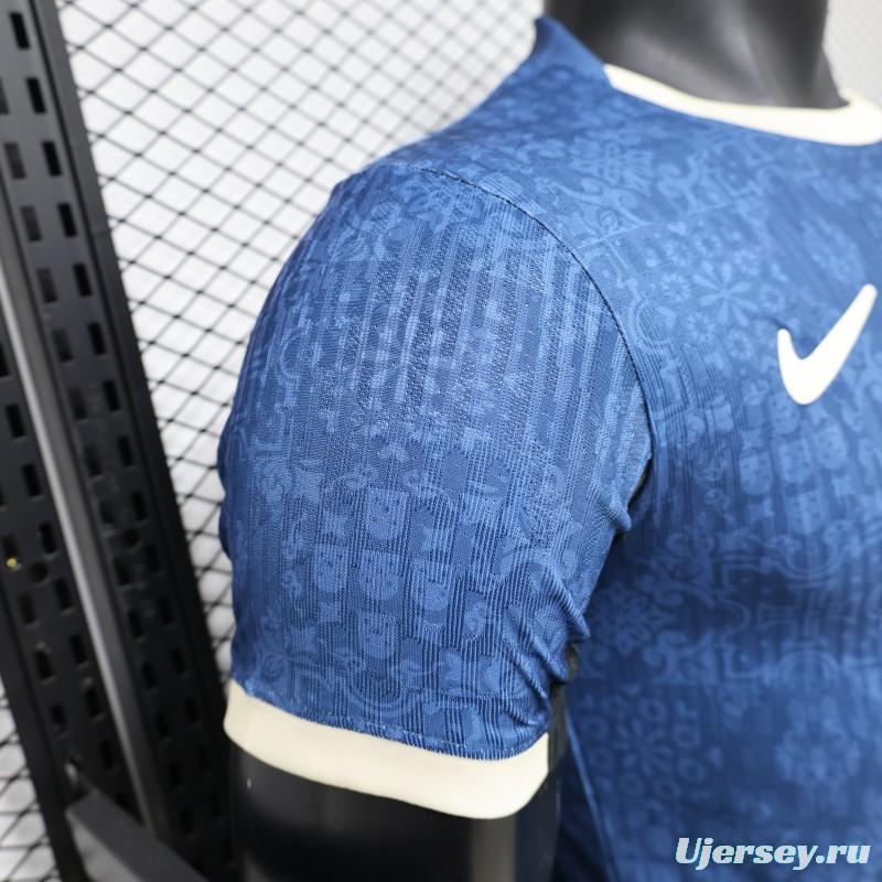 Player Version 2027 Portugal Away Blue with Jacquard Pattern Jersey
