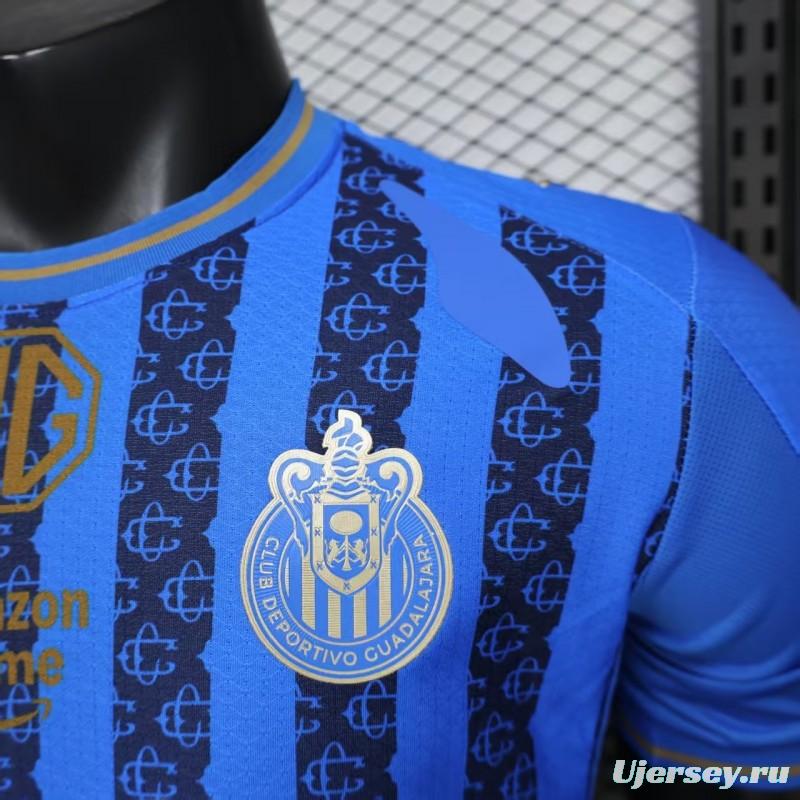 Player Version 26/27 Chivas Guadalajara Away Blue with Dark Stripe Pattern Jersey