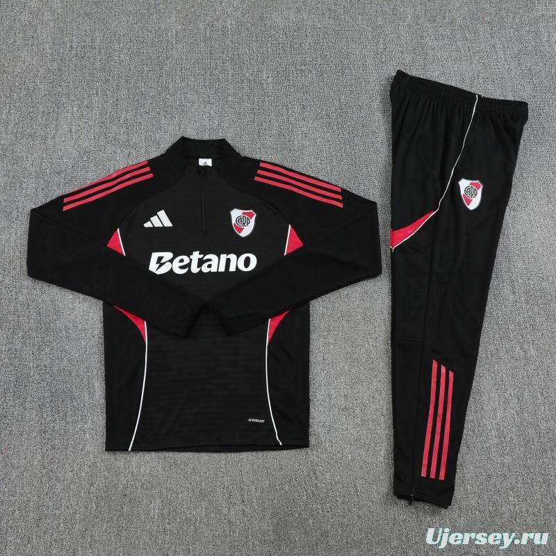 25/26 Riverbed Black Half Zipper Jacket Tracksuit + Long Pants