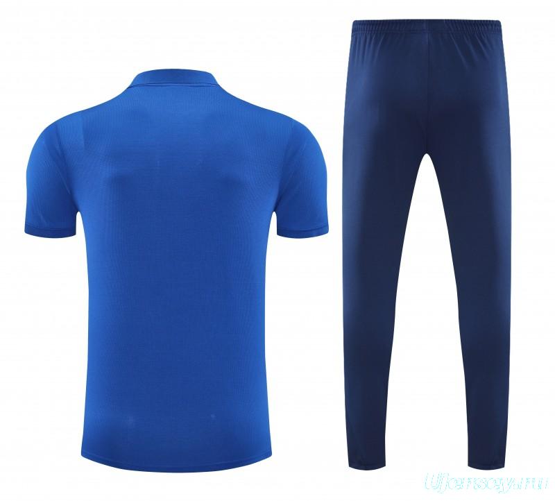 26/27  Atletico Madrid Blue  Polo Training Shirt + Long Pants Tracksuit