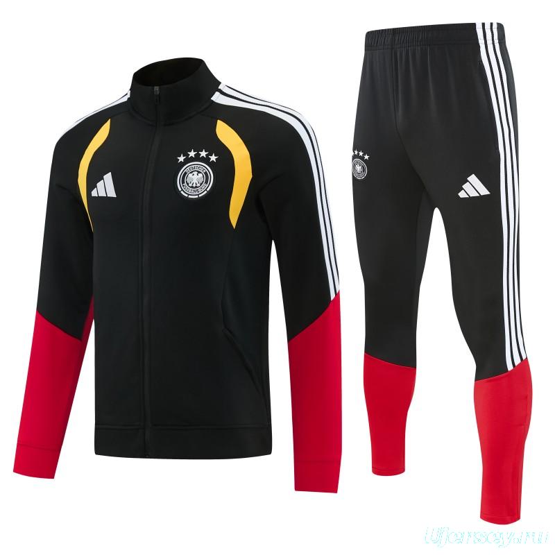 26/27 Germany  Black Full Zipper Jacket Tracksuit + Long Pants