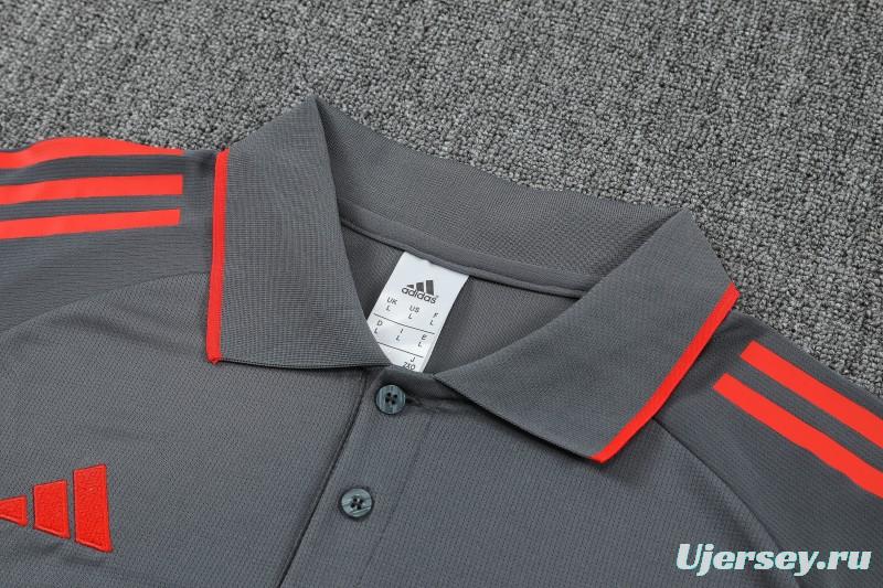 26/27 Bayern Munich  Grey  Polo Training Shirt + Long Pants Tracksuit