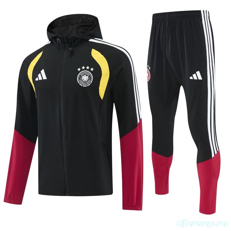 26/27 Germany Black Full Zipper Jacket Tracksuit + Long Pants