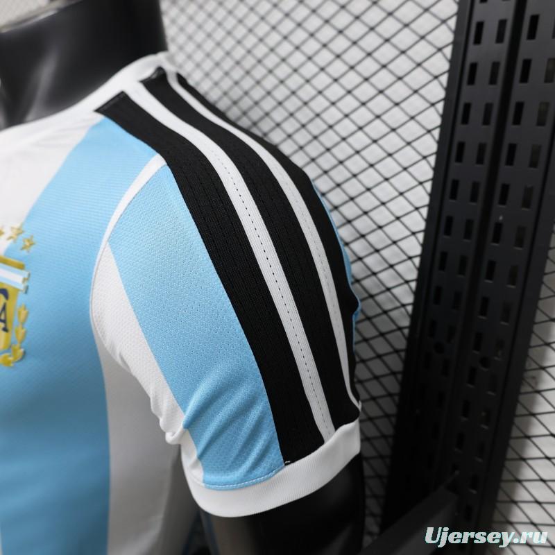 Player Version 2027 Argentina Home White & Light Blue Stripes with FIFA World Cup Champion Badge Jersey